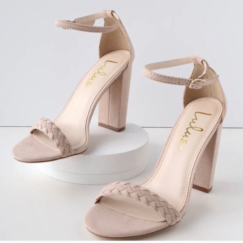 Lulus blush suede block heel